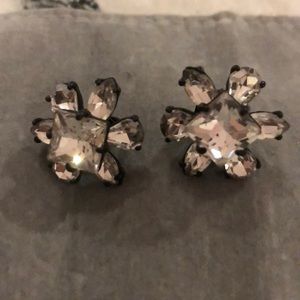 J.crew black and white flower jeweled studs